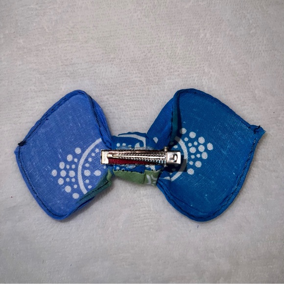 Dark Tie Dye Paisley Bandana Knotted Hair Bow - Picture 8 of 11